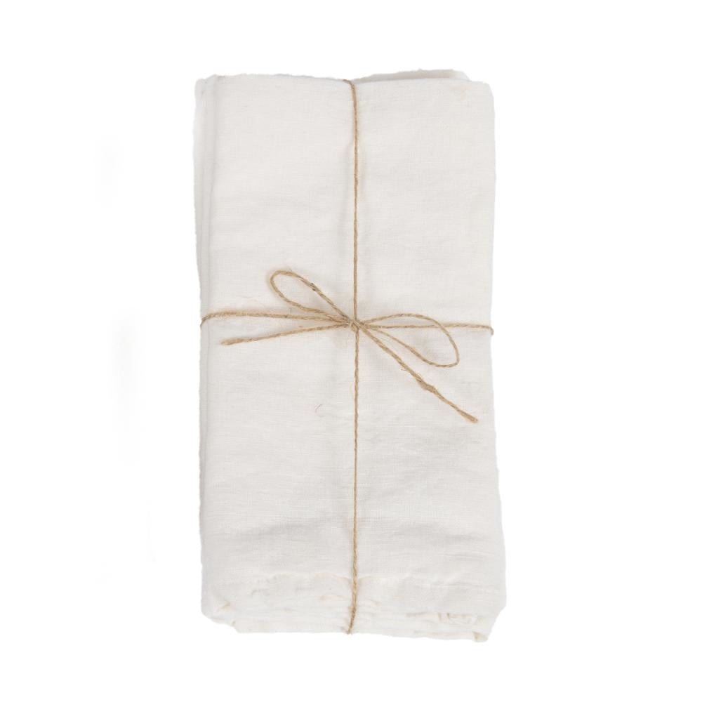 Serviettes de table blanches en lin - Set de 4Maison Bloom Concept