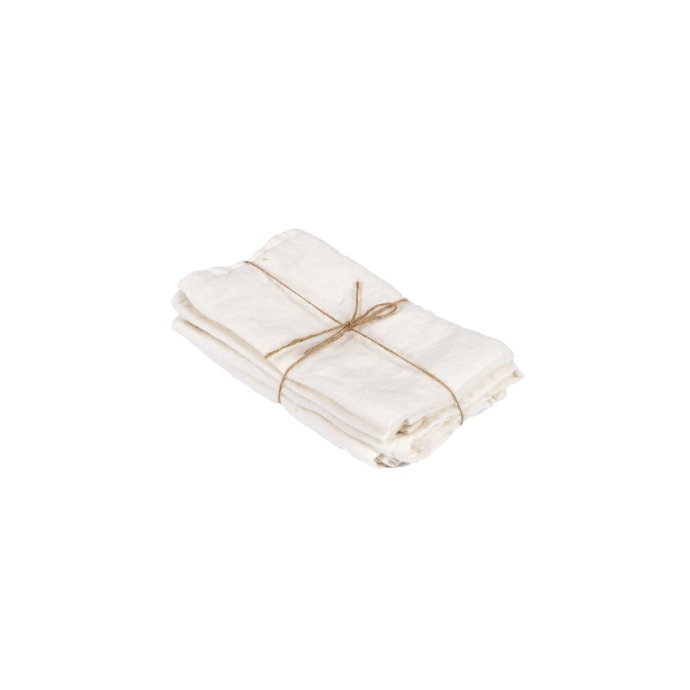 Serviettes de table blanches en lin - Set de 4Maison Bloom Concept