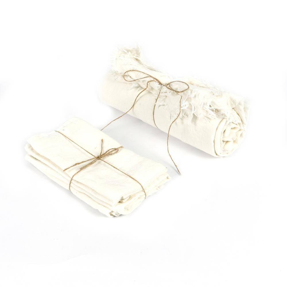 Serviettes de table blanches en lin - Set de 4Maison Bloom Concept