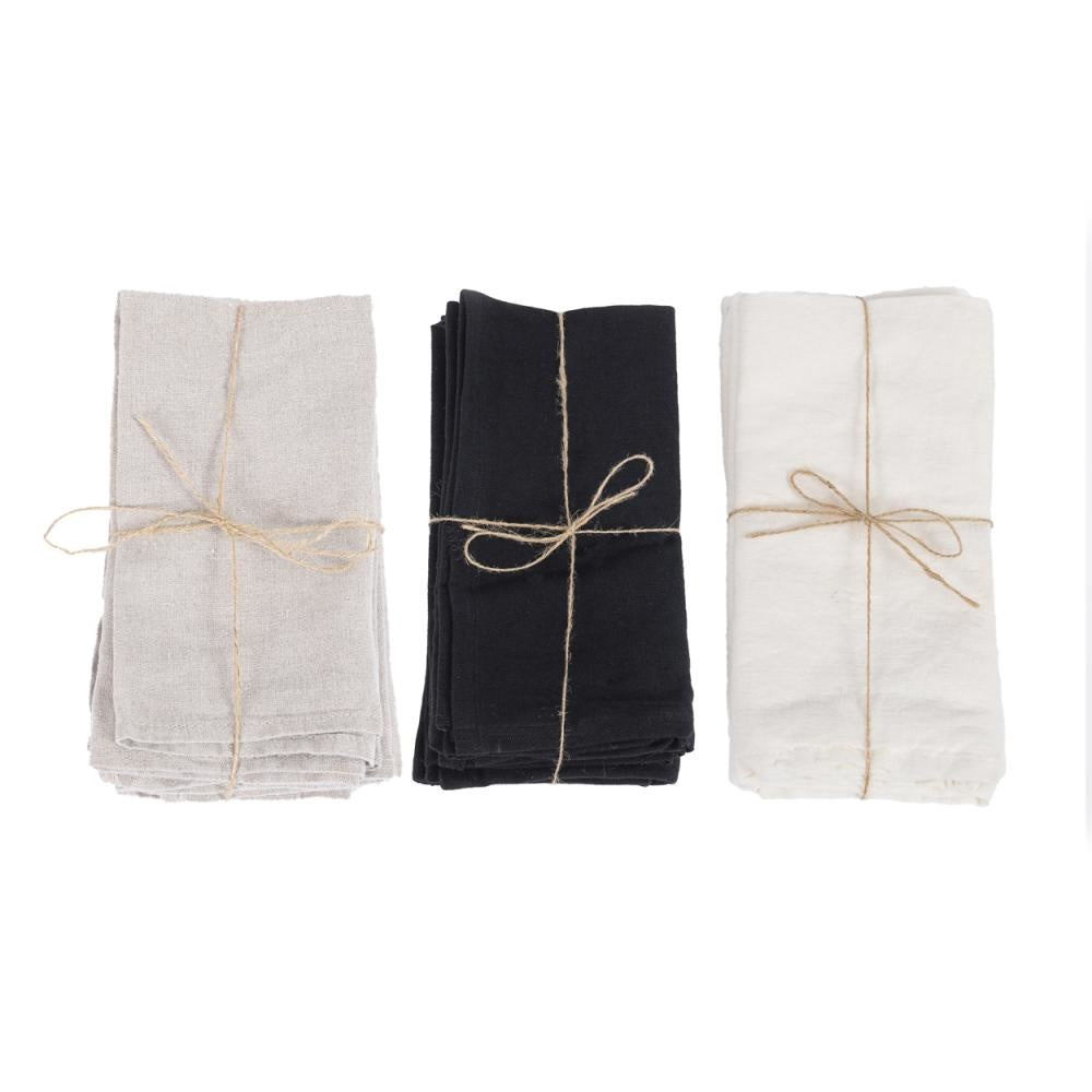 Serviettes de table blanches en lin - Set de 4Maison Bloom Concept