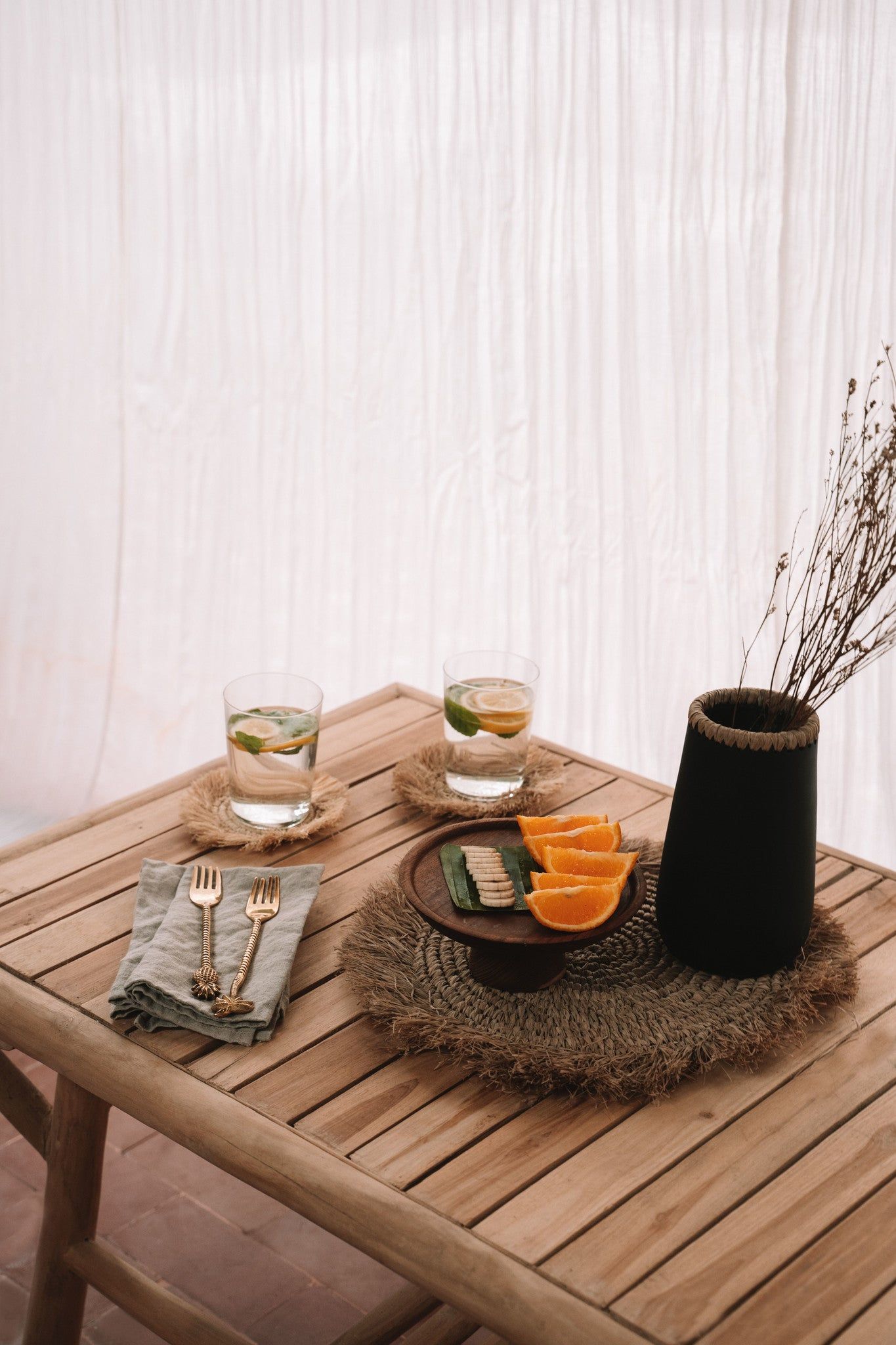 Serviettes de table en lin beige - Set de 4Maison Bloom Concept