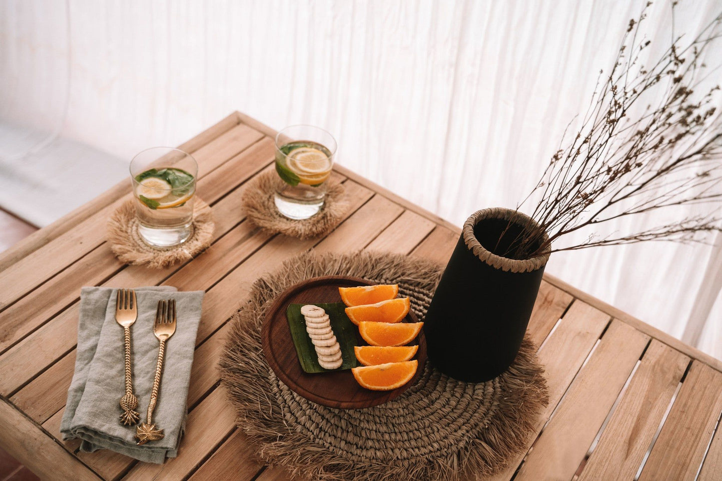 Serviettes de table en lin beige - Set de 4Maison Bloom Concept