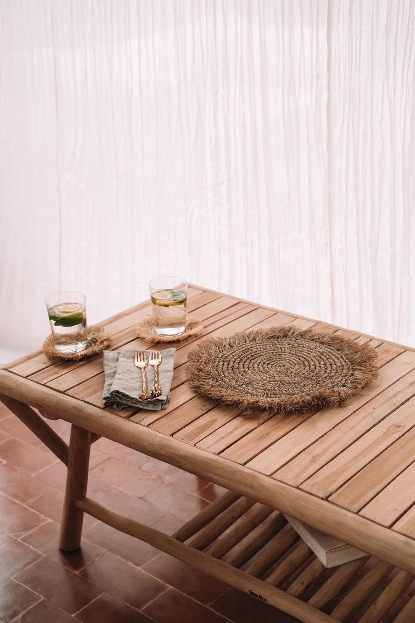 Serviettes de table en lin beige - Set de 4Maison Bloom Concept