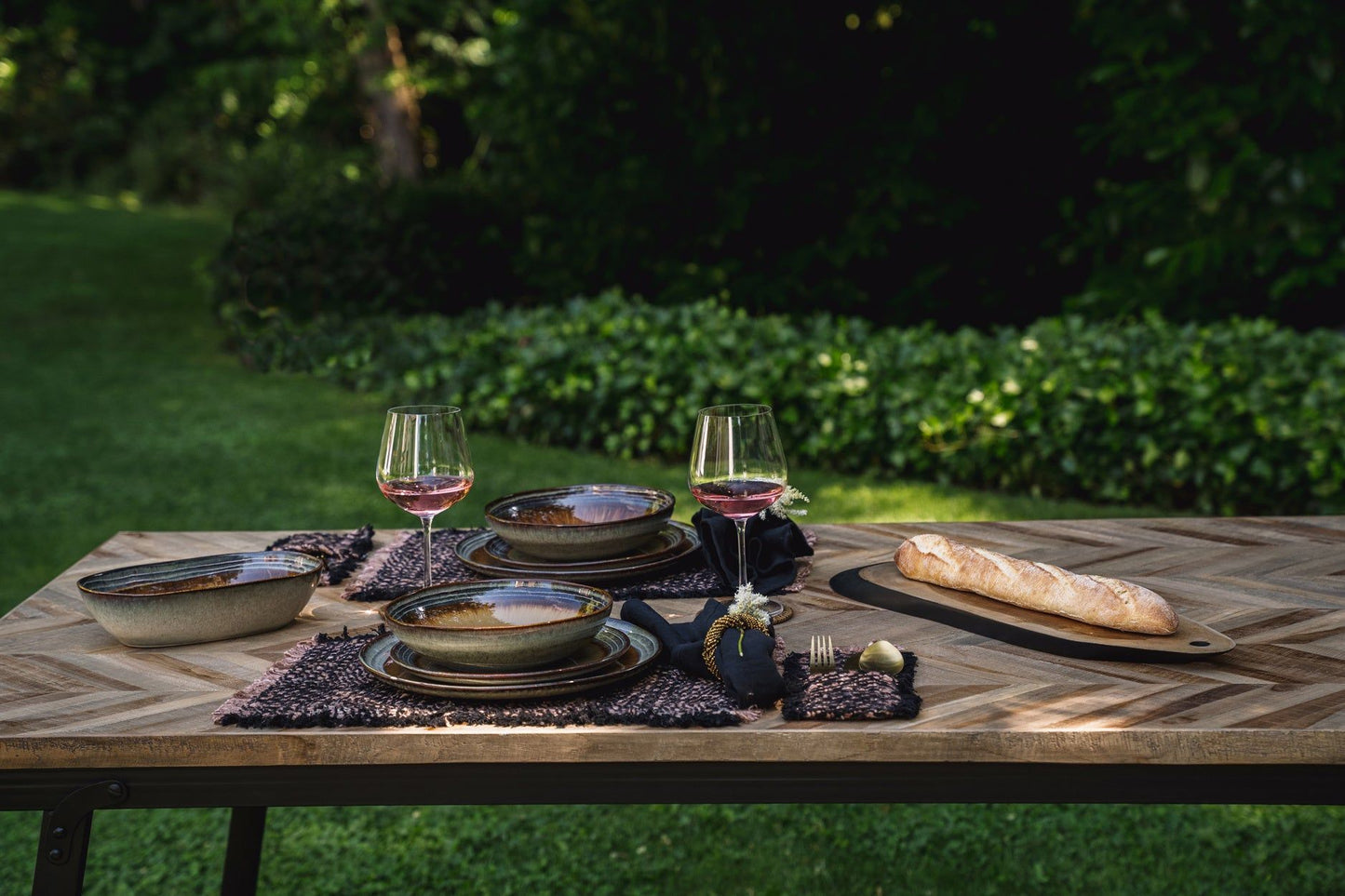 Serviettes de table noires en lin - Set de 4Maison Bloom Concept
