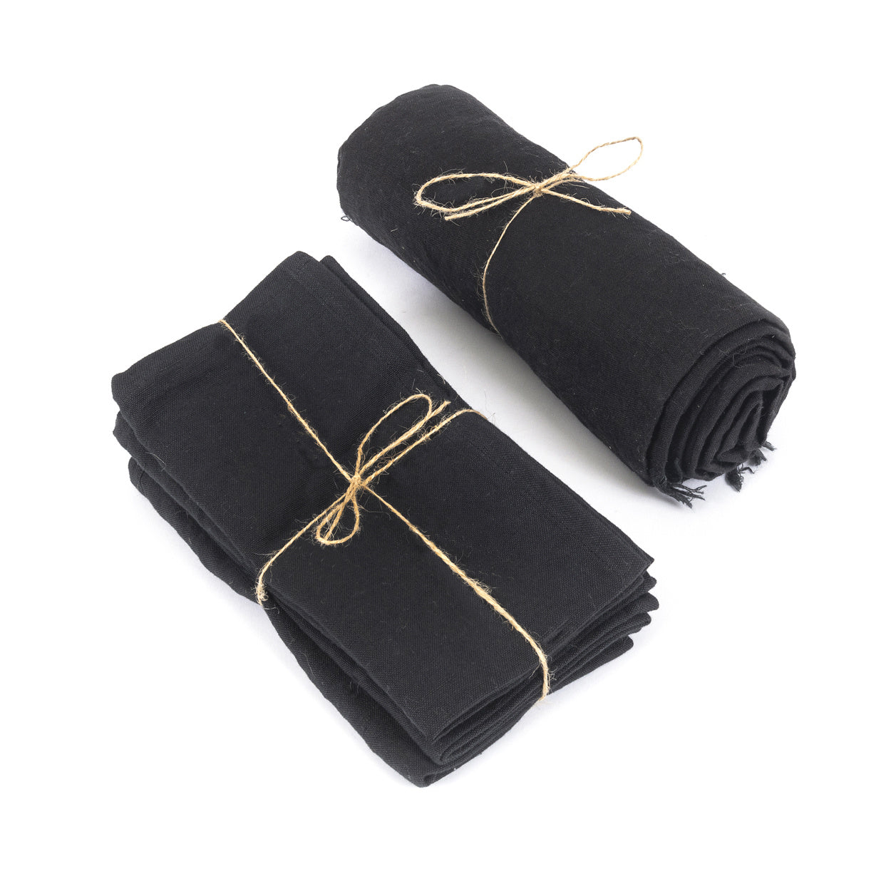 Serviettes de table noires en lin - Set de 4Maison Bloom Concept