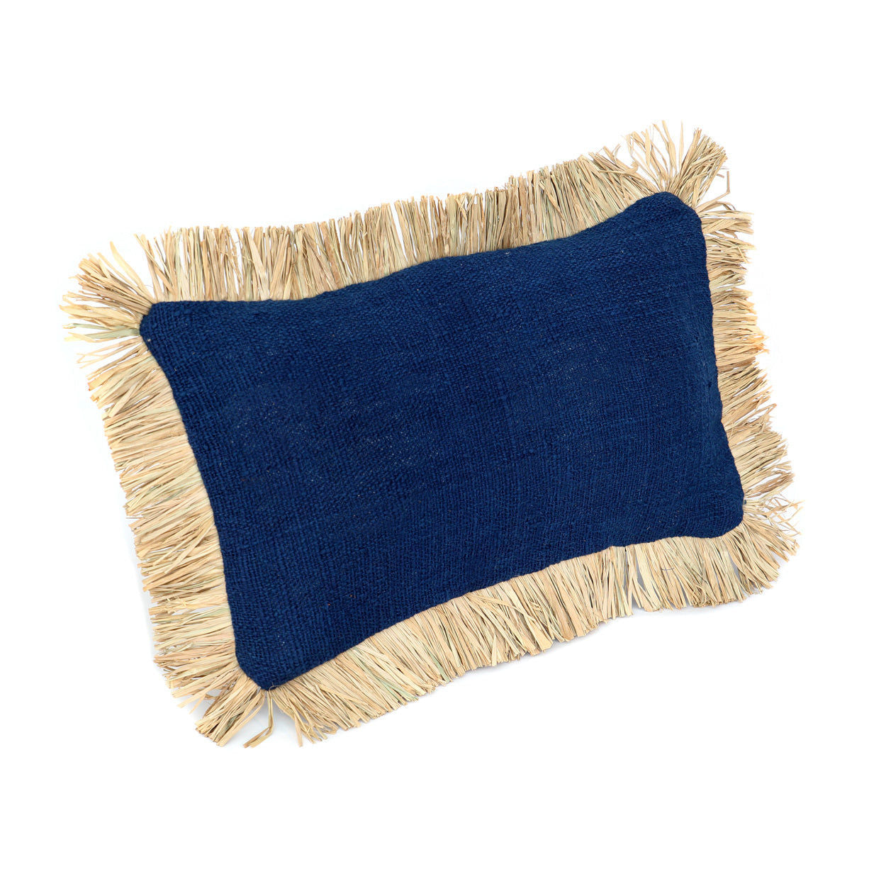 Housse de coussin bleue à frange - SAINT-TROPEZMaison Bloom Concept