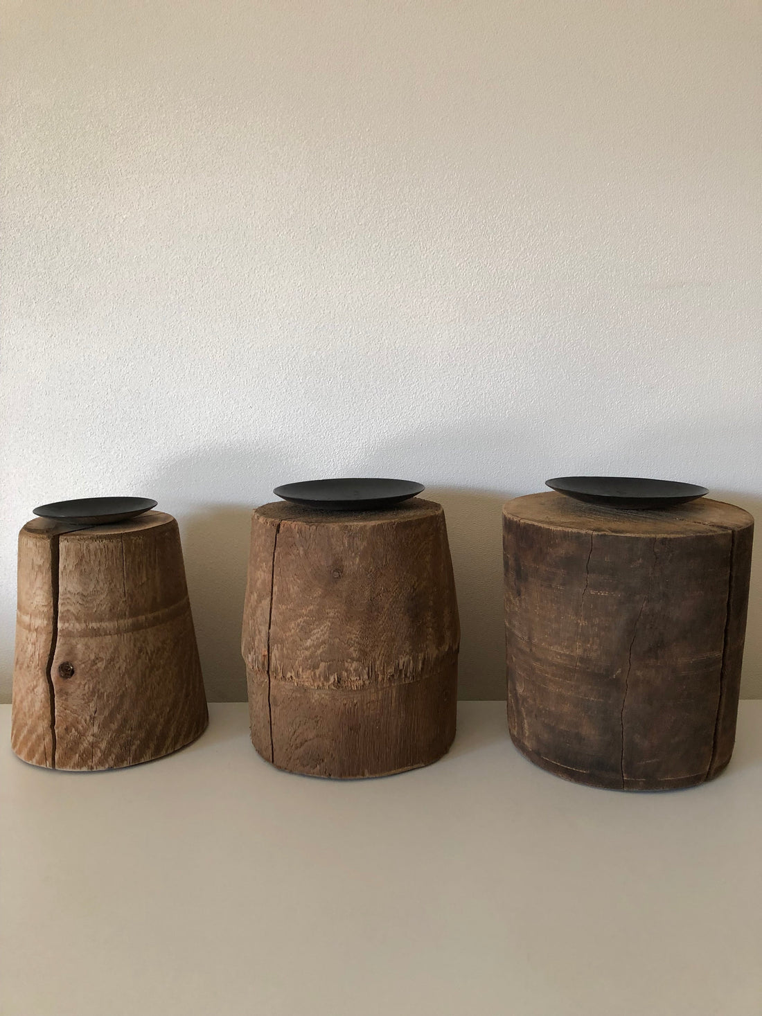 New in: le set de 3 bougeoirs en bois recyclé Maison Bloom Concept