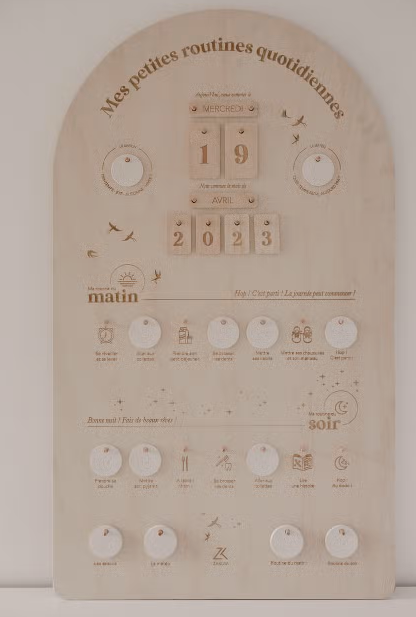 Tableau "mes petites routines" en bois
