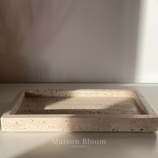 Plateau rectangulaire décoratif en travertin - maison bloom concept