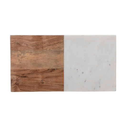 Planche à découper en marbre blanc et acacia - GYA