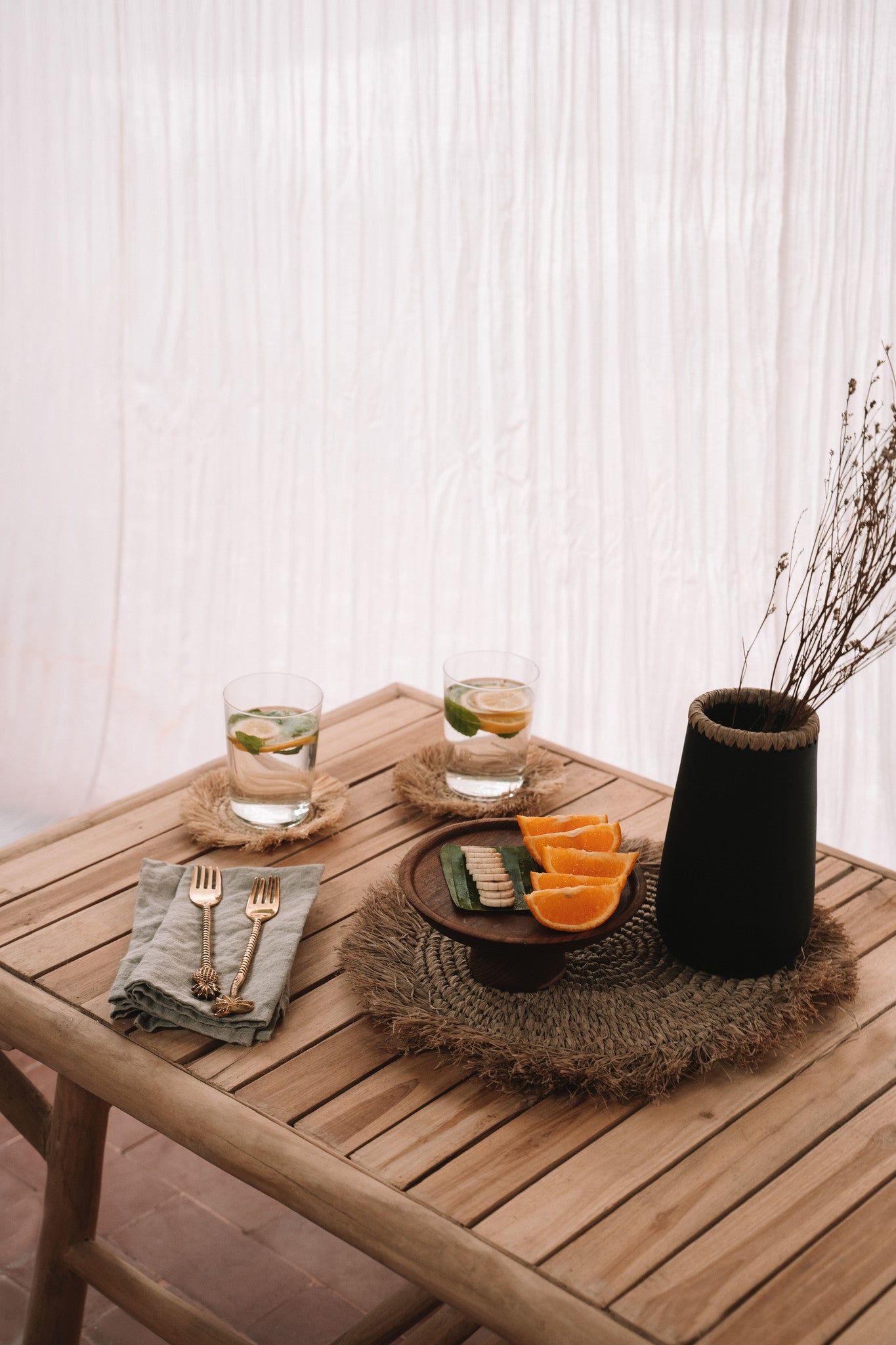Serviettes de table en lin beige - Set de 4Maison Bloom Concept 