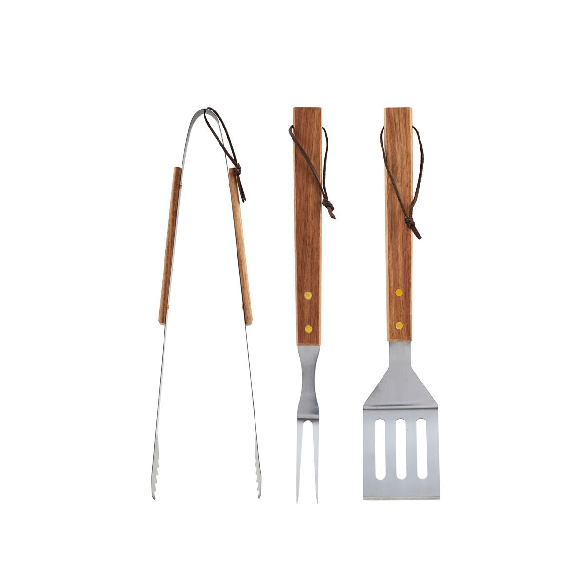 Outils de barbecue en acier et bois - Set de 3 - maison bloom concept